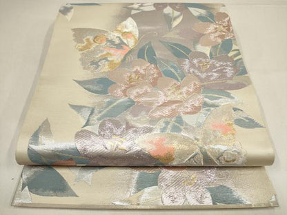 平和屋着物▼六通柄袋帯 蝶の戯れ 金銀糸 正絹 逸品 AABF7298wj