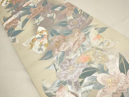 平和屋着物▼六通柄袋帯 蝶の戯れ 金銀糸 正絹 逸品 AABF7298wj