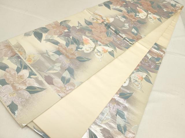 平和屋着物▼六通柄袋帯 蝶の戯れ 金銀糸 正絹 逸品 AABF7298wj