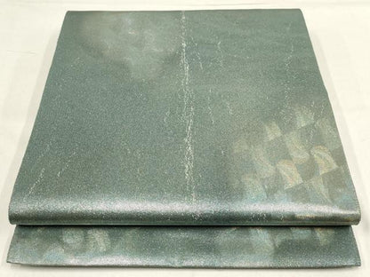 平和屋着物▼六通柄袋帯　霞文　引箔　正絹　逸品　AABF7360wj