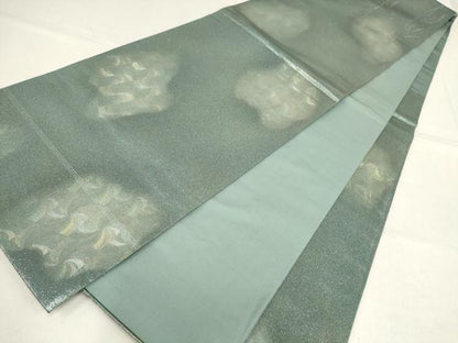 平和屋着物▼六通柄袋帯　霞文　引箔　正絹　逸品　AABF7360wj