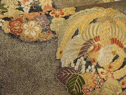 平和屋着物▼六通柄袋帯　鳳凰花丸文　金銀糸　正絹　逸品　AABF7542wj