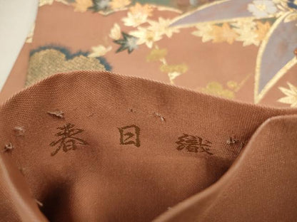 平和屋着物▼六通柄袋帯　春日織　吉祥花文　金銀糸　正絹　逸品　AABF7619wj