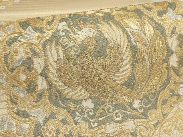 平和屋着物▼六通柄袋帯 花鳥文 金銀糸 正絹 逸品 AABF7716wj