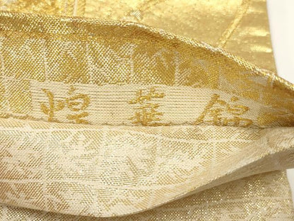 平和屋着物▼六通柄袋帯　煌華錦　花鳥文　金糸　正絹　逸品　AABF7794wj