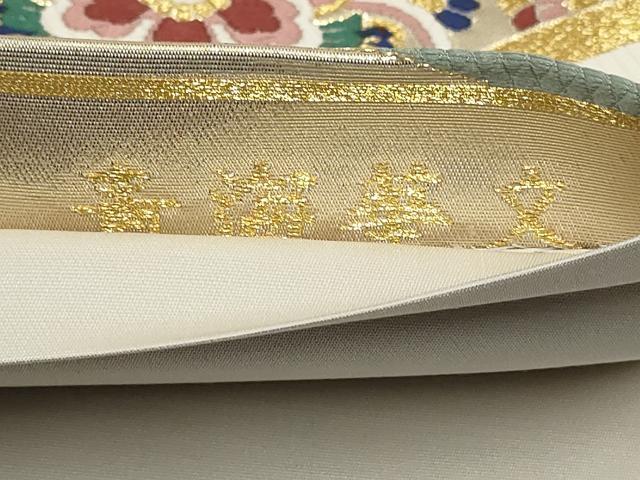 平和屋着物▼六通柄袋帯　青海華文　金糸　正絹　逸品　AABF7847wj