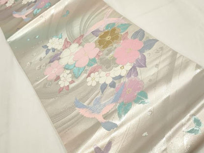 平和屋着物◎六通柄袋帯　唐織　花鳥文　金銀糸　正絹　逸品　AABF8026wj