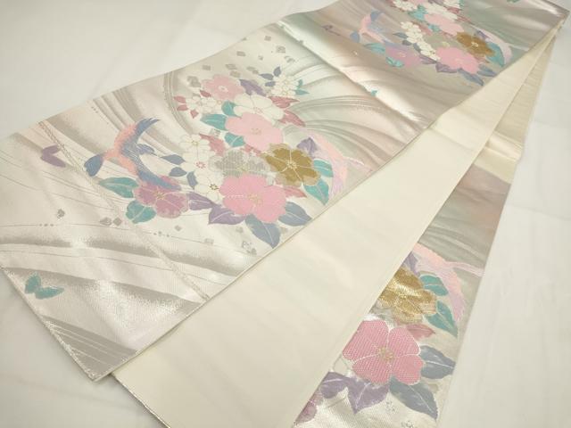 平和屋着物◎六通柄袋帯　唐織　花鳥文　金銀糸　正絹　逸品　AABF8026wj