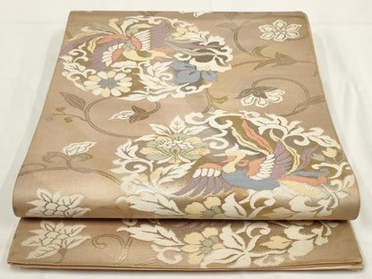 平和屋着物◎六通柄袋帯　鳳凰花唐草文　金銀糸　正絹　逸品　AABF8054wj