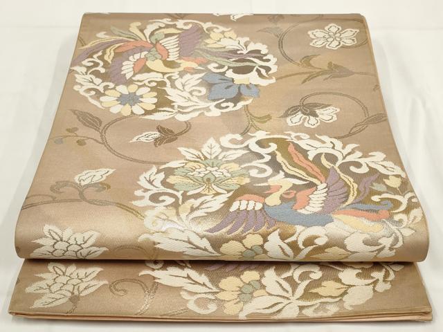 平和屋着物◎六通柄袋帯　鳳凰花唐草文　金銀糸　正絹　逸品　AABF8054wj