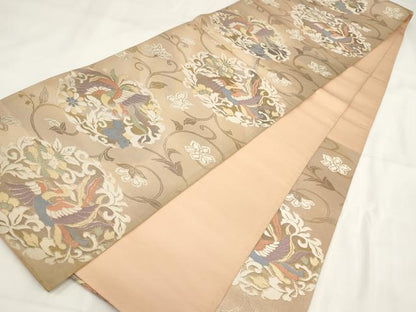 平和屋着物◎六通柄袋帯　鳳凰花唐草文　金銀糸　正絹　逸品　AABF8054wj