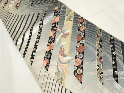 平和屋着物◎六通柄袋帯 小袖の調 鳳凰花文 金銀糸 正絹 逸品 AABF8065wj