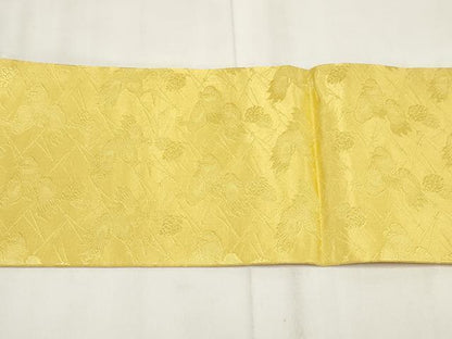 平和屋着物◎九寸名古屋帯 飛鶴文 支子色 正絹 逸品 未使用 AABF8068wj