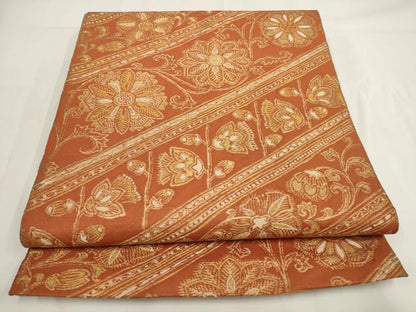 平和屋着物◎六通柄袋帯 斜め取り花文 金糸 正絹 逸品 AABF8071wj