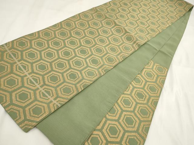 平和屋着物◎六通柄袋帯 亀甲文 金糸 正絹 逸品 AABF8073wj