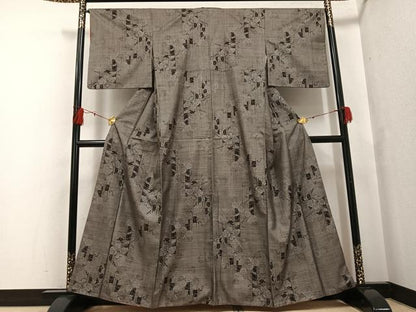 平和屋着物●本場大島紬 カタス9マルキ 草花文 正絹 逸品 AABF8082ph
