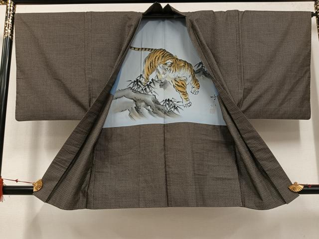 平和屋着物●男性 本場大島紬 アンサンブル 古代染色純泥染め 西郷絣 村田満作 証紙付き 正絹 逸品 AABF8084ph