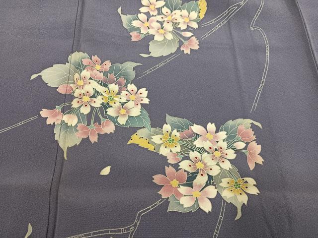 平和屋着物●本加賀友禅作家 向秀三 訪問着 枝花文 正絹 逸品 AABF8086ph