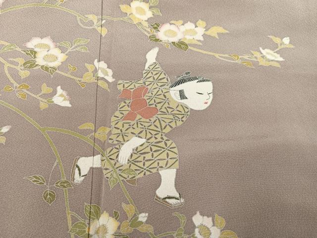 平和屋着物●訪問着 友禅 作家物 童子花文 正絹 逸品 AABF8087ph