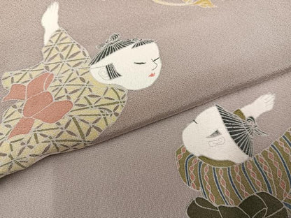 平和屋着物●訪問着 友禅 作家物 童子花文 正絹 逸品 AABF8087ph
