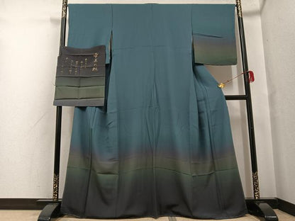 平和屋着物●訪問着 霞文 暈し染め やまと誂製 反端付き 正絹 逸品 未使用 AABF8089ph