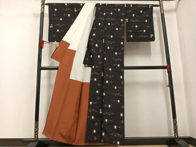 平和屋着物●上質な紬 琉球絣 正絹 逸品 AABF8090ph