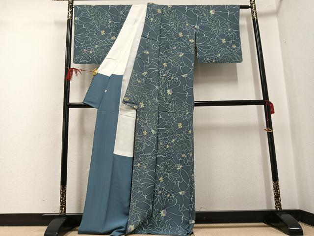 平和屋着物●上質な小紋 草花文 正絹 逸品 AABF8091ph