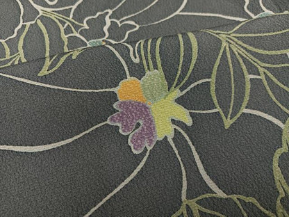 平和屋着物●上質な小紋 草花文 正絹 逸品 AABF8091ph