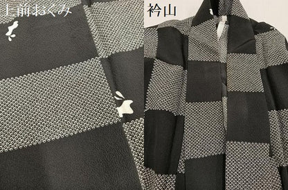 平和屋着物●上質な小紋 市松 兎 胴抜き仕立て 正絹 逸品 AABF8093ph