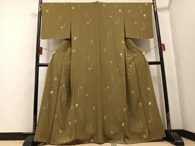 平和屋着物●上質な小紋 雪輪 兎 打ち出の小槌 独楽 正絹 逸品 未使用 AABF8094ph
