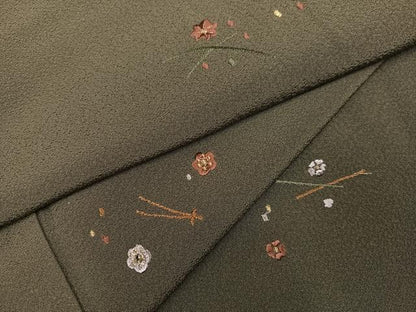 平和屋着物●上質な小紋 刺繍 梅芝文 正絹 逸品 未使用 AABF8095ph