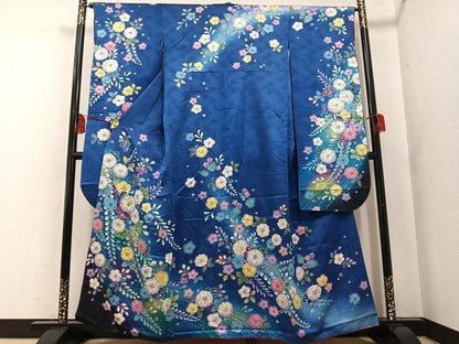 平和屋着物●豪華振袖 辻が花 絞り 暈し染め 金通し地 正絹 逸品 AABF8097ph