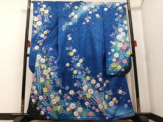 平和屋着物●豪華振袖 辻が花 絞り 暈し染め 金通し地 正絹 逸品 AABF8097ph