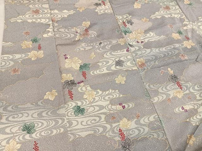 平和屋着物●上質な小紋 友禅 流水葡萄蔦の葉文 金銀彩 正絹 逸品 未使用 AABF8103ph