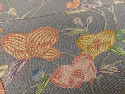 平和屋着物●上質な小紋 型染め 枝花文 正絹 逸品 AABF8104ph