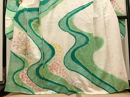 平和屋着物●豪華振袖 絞り 草花文 正絹 逸品 AABF8106ph
