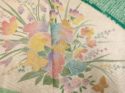 平和屋着物●豪華振袖 絞り 草花文 正絹 逸品 AABF8106ph