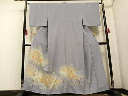 平和屋着物●豪華色留袖 駒刺繍 流水草花文 暈し染め 金彩 正絹 逸品 AABF8108ph