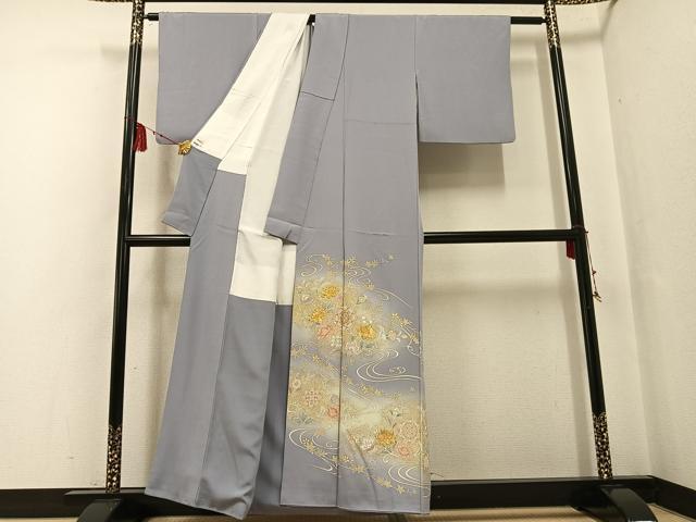 平和屋着物●豪華色留袖 駒刺繍 流水草花文 暈し染め 金彩 正絹 逸品 AABF8108ph