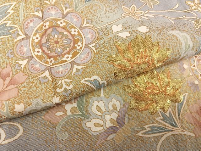 平和屋着物●豪華色留袖 駒刺繍 流水草花文 暈し染め 金彩 正絹 逸品 AABF8108ph