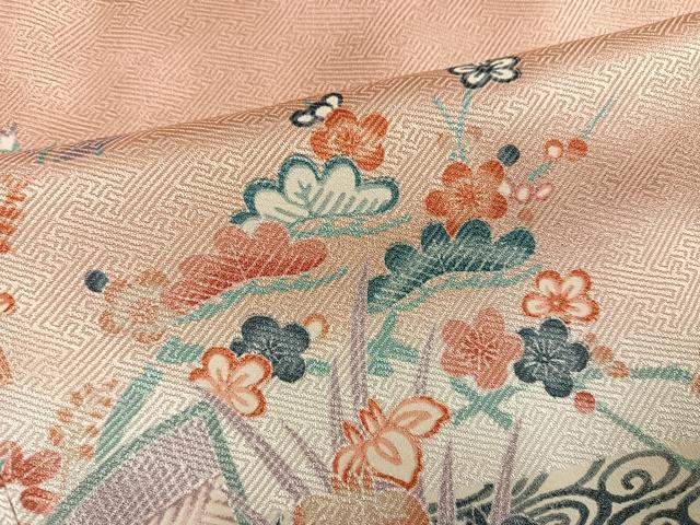 平和屋着物●訪問着 松竹梅御所車風景文 暈し染め 金彩 正絹 逸品 AABF8109ph