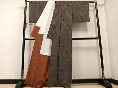 平和屋着物●本場大島紬 一元絣 枝花文 正絹 逸品 AABF8110ph