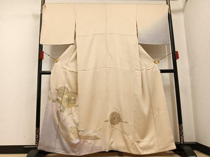 平和屋着物●螺鈿作家 藤本隆士 訪問着 花鳥鏡裏文 暈し染め 金銀彩 正絹 逸品 AABF8111ph