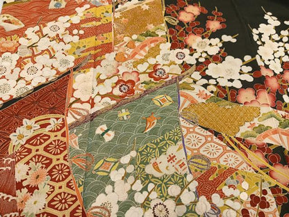 平和屋着物●アンティーク 大正ロマン 黒留袖 刺繍 几帳草花宝尽くし文 金糸 正絹 逸品 AABF8112ph