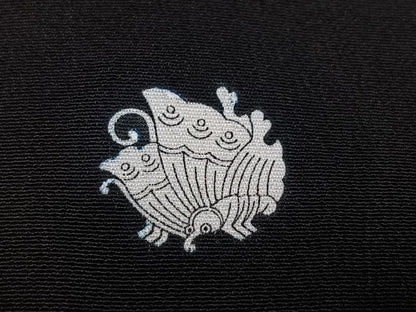 平和屋着物●アンティーク 大正ロマン 黒留袖 刺繍 几帳草花宝尽くし文 金糸 正絹 逸品 AABF8112ph