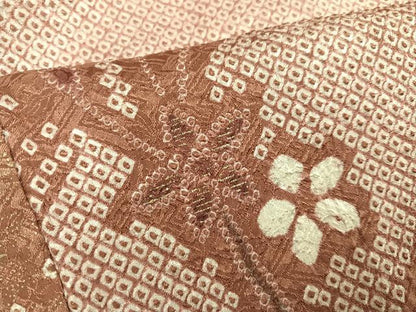 平和屋着物●訪問着 総絞り 草花文 金彩 正絹 逸品 AABF8116ph