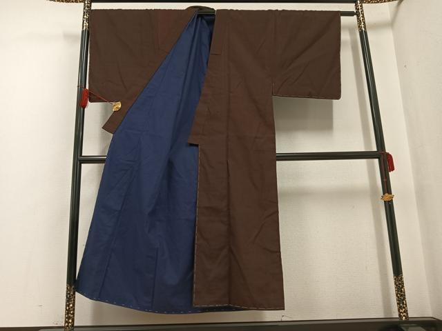 平和屋着物●男性 紬 格子 正絹 逸品 AABF8117ph