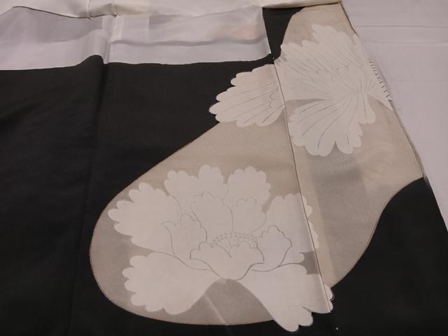 平和屋着物●豪華黒留袖 駒刺繍 舞花文 暈し染め 金彩 正絹 逸品 AABF8118ph