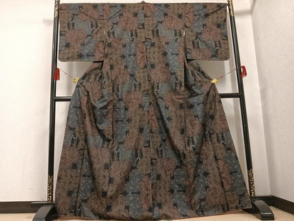 平和屋着物●本場大島紬 カタス9マルキ 誰が袖花文 正絹 逸品 未使用 AABF8120ph