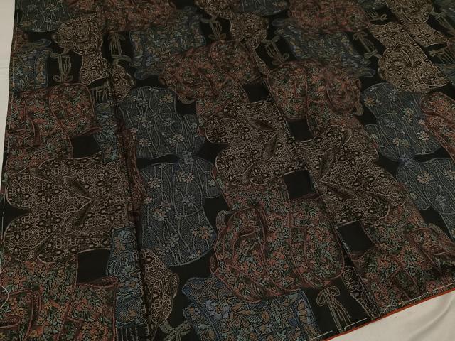 平和屋着物●本場大島紬 カタス9マルキ 誰が袖花文 正絹 逸品 未使用 AABF8120ph